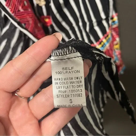 Savannah Jane EMBROIDERED STRIPED CARDIGAN small boho festival floral - Picture 13 of 13